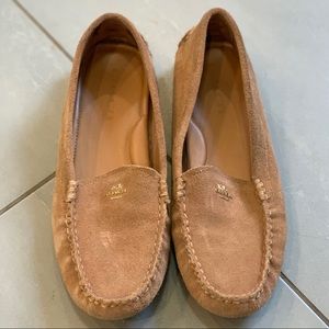 Coach Tan Suede Loafers with gold detail size 8.5